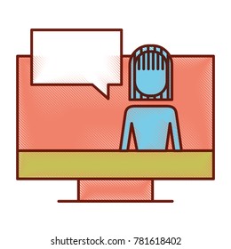 businesswoman on screen laptop discussion chat