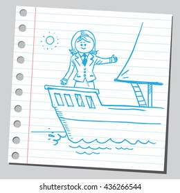 Businesswoman on yacht