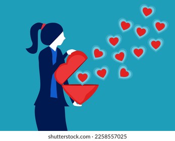 Businesswoman open up. The concept of love and trust. Spreading love. vector