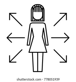 businesswoman options arrows direction choise