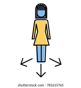 businesswoman options arrows direction choise
