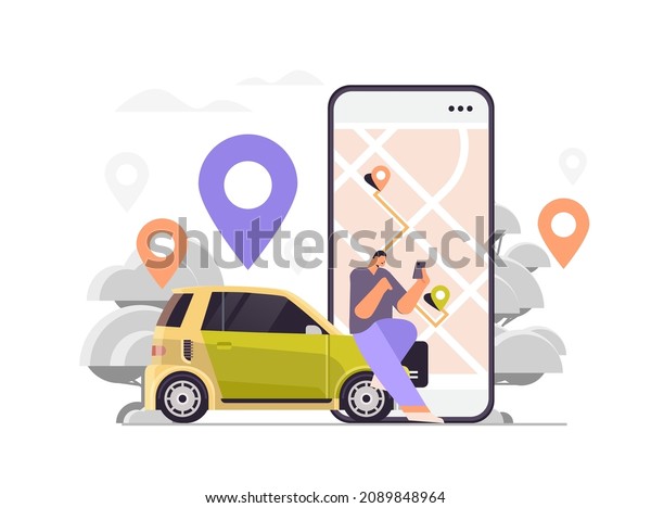 businesswoman ordering car in\
mobile application transportation carsharing service carpooling\
concept