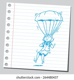 Businesswoman parachute