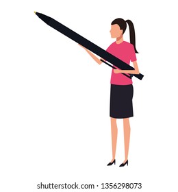 Businesswoman with pen