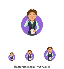 Businesswoman with phone and clipboard