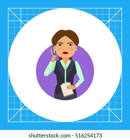 Businesswoman with phone and clipboard