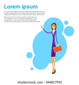 Businesswoman Point Finger Copy Space, Concept Business Woman Advertisement, Vector Illustration