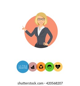 Businesswoman pointing with her finger