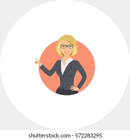 Businesswoman pointing with her finger
