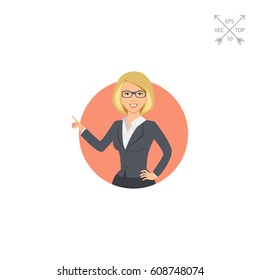 Businesswoman pointing with her finger