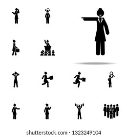 businesswoman, pointing icon. businesswoman icons universal set for web and mobile