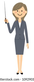 Businesswoman pointing with pointing stick