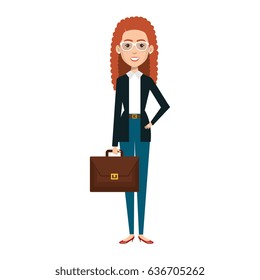 businesswoman with portfolio avatar character icon