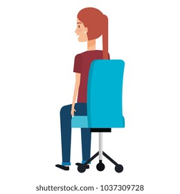 businesswoman posing on office chair