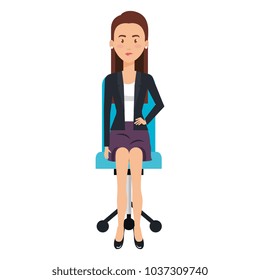 businesswoman posing on office chair