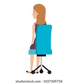 businesswoman posing on office chair