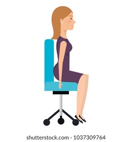 businesswoman posing on office chair