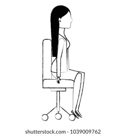 businesswoman posing on office chair