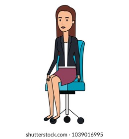 businesswoman posing on office chair
