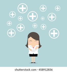 Businesswoman Positive thinking. vector