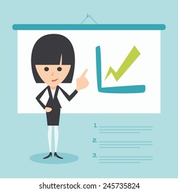 Businesswoman Presenting Business Growth Chart 