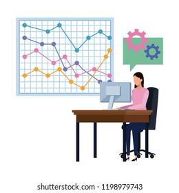 Businesswoman presenting diagram cartoon