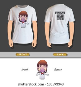 Businesswoman printed over realistic shirt. Vector design