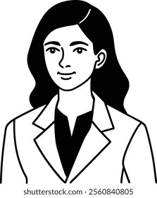 Businesswoman in a Professional Setting Line Art Vector Illustration