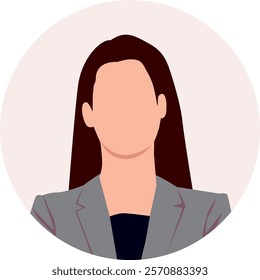 Businesswoman profile avatar in circle frame. User icon, profile picture, web, profile woman. 