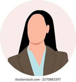 Businesswoman profile avatar in circle frame. User icon, profile picture, web, profile woman. 