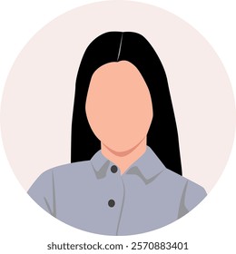 Businesswoman profile avatar in circle frame. User icon, profile picture, web, profile woman. 