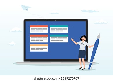 Businesswoman project manager prioritize tasks, prioritize important task, flag with priority or urgency to finish work, organize or plan work agenda, project management software or planner concept