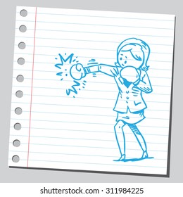 Businesswoman punching