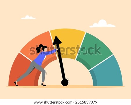 Businesswoman pushes performance metrics to develop his skills further