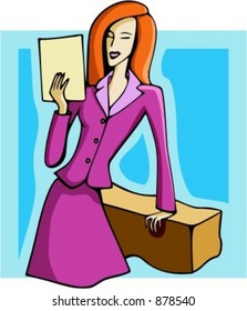 Businesswoman is reading a document.