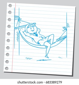 Businesswoman resting in hammock
