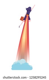 businesswoman with rocket avatar character