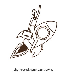 businesswoman with rocket avatar character