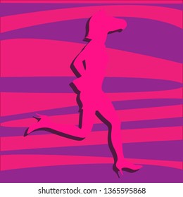 Businesswoman run with zebra animal head. Business metaphor in minimalistic flat style. Cartoon vector illustration