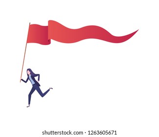businesswoman running with banner avatar character