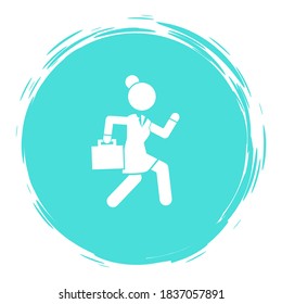 Businesswoman running in a hurry holding briefcase vector illustration, business woman rushing late white silhouette isolated on white, business concept in very busy, deadline or a lot of work to do