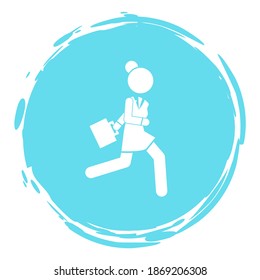 Businesswoman running in a hurry holding briefcase vector illustration, business woman rushing late white silhouette isolated on white, business concept in very busy, deadline or a lot of work to do