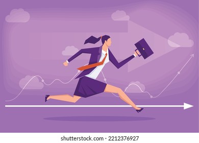 businesswoman running with portfolio scene