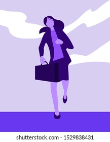 Businesswoman running Businesswoman run to work. Businesswoman run. Business vector. Concept business vector illustration.