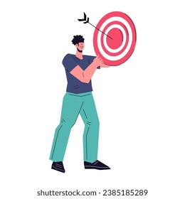 Businesswoman running a successful business requires setting goals, overcoming challenges, managing tasks effectively. Woman achieves her goals and solves problems flat vector illustration isolated.