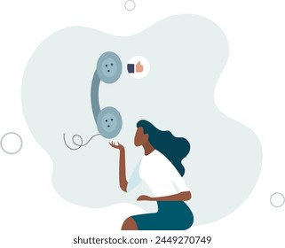 businesswoman sale representative agent talk in phone call with thumb up feedback.flat vector illustration
