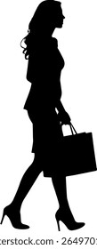Businesswoman Shopping Bag Silhouette Stylish Corporate Vector