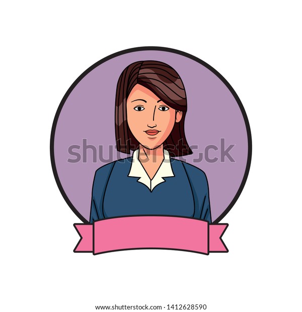 Businesswoman Short Hair Avatar Cartoon Character Stock Vector