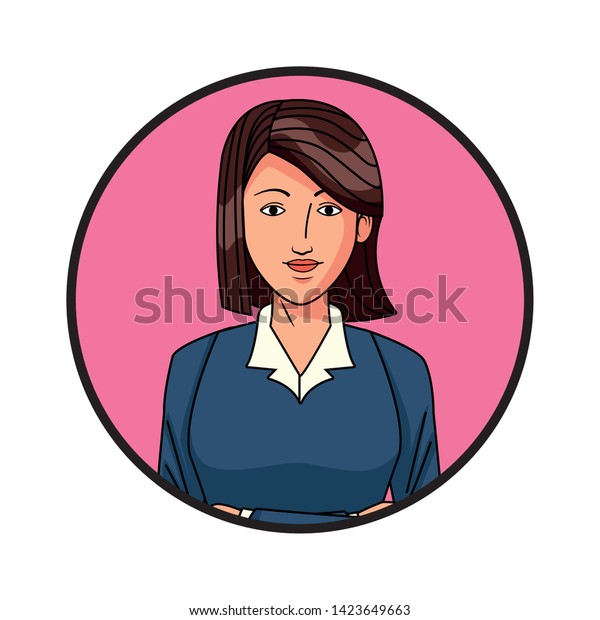 Businesswoman Short Hair Avatar Cartoon Character Stock Vector