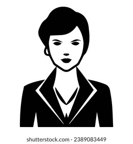 Businesswoman With Short Hair Flat Icon Isolated On White Background